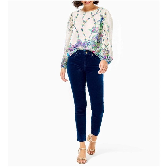 Lilly Pulitzer  High Rise Plush Skinny Pant-Luna Wash S 2 Dopamine Boho - Picture 1 of 12